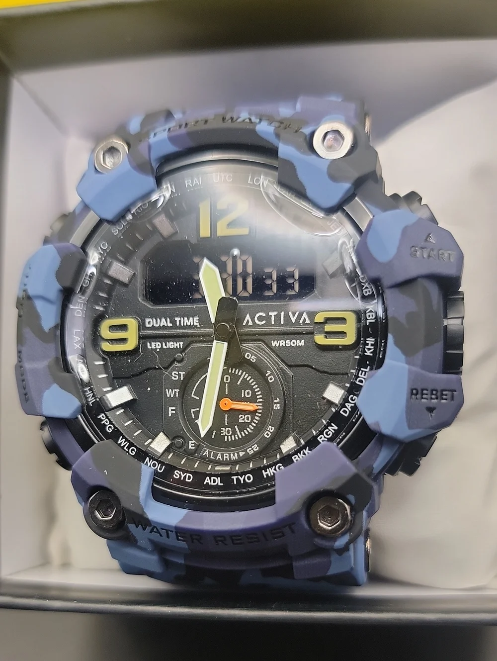 Activa X Invicta BlackOps Digital Men's Watch 56mm. Camouflage Blue ACW1637-003